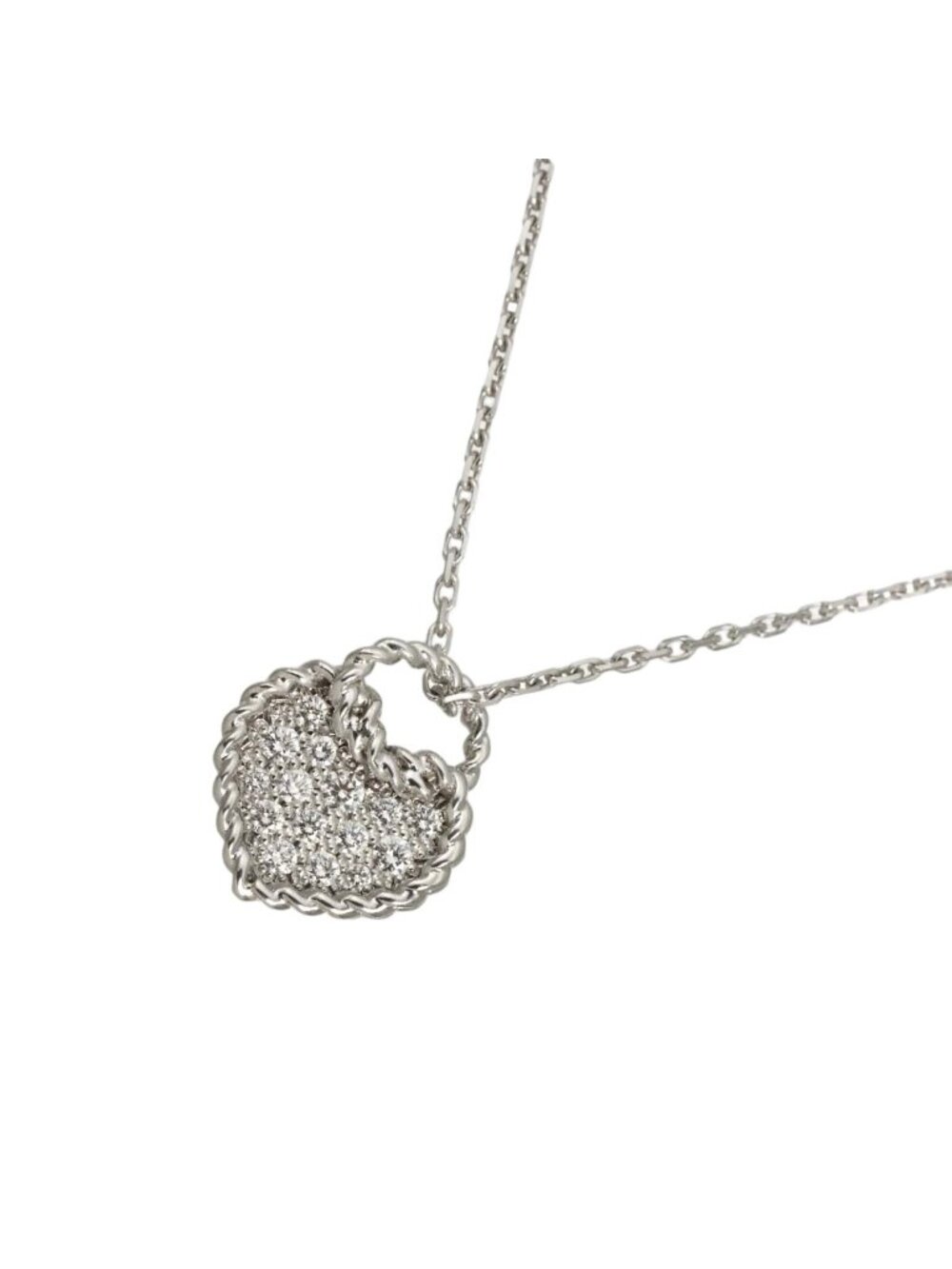 Cartier Torta Heart Pave Diamond Necklace 41 18k White Gold